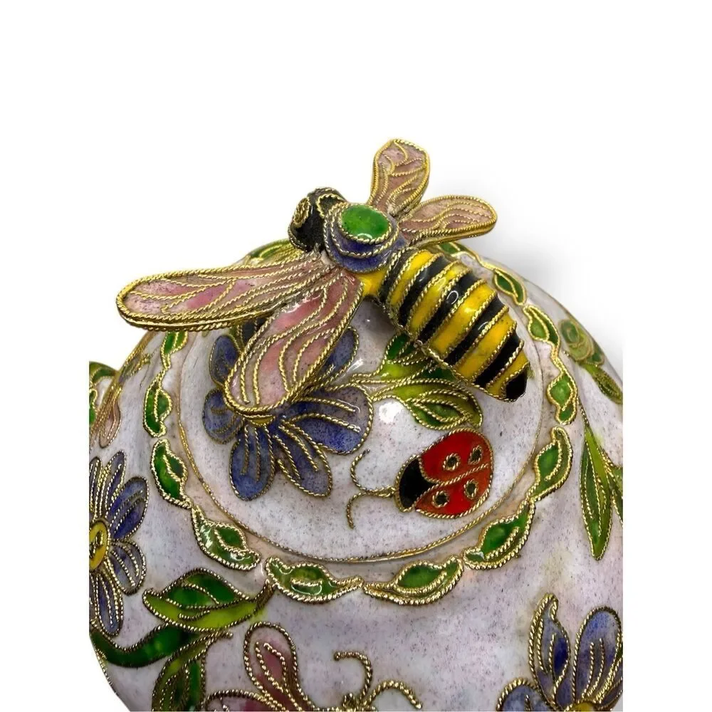 Vintage Cloisonne Enamel Bumblebee Teapot & Vase Decorative‎ Collectibles